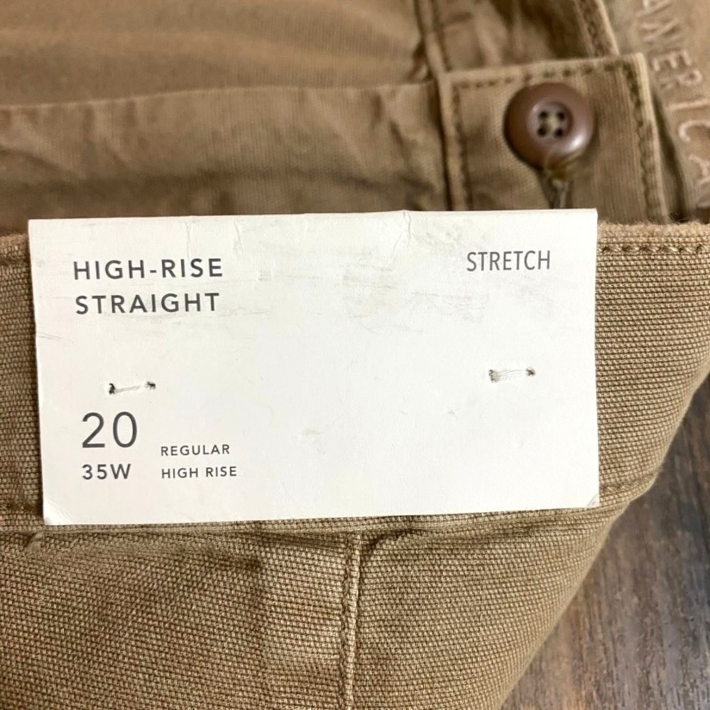 American Eagle Women's‎ Tan Carpenter Pants 20W High Rise Straight Utility Cargo - Picture 5 of 16